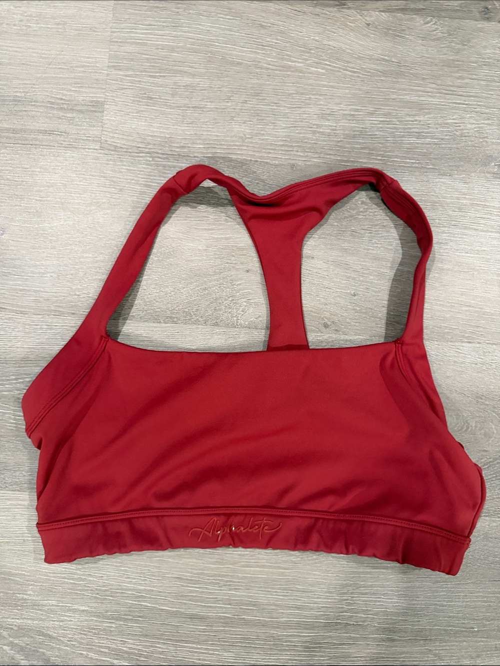 Alphalete Crimson Racerback Sports Bra with Subtle Logo